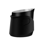 MHW GT Handless Milk Jug in black and pink, designed for latte art and milk texturing